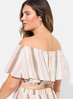 Midi Challis Off Shoulder Hi-Low Skirt Set