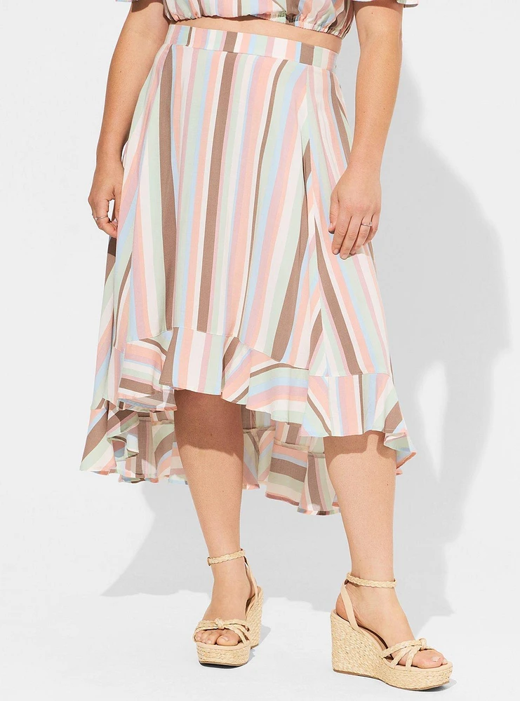 Midi Challis Off Shoulder Hi-Low Skirt Set