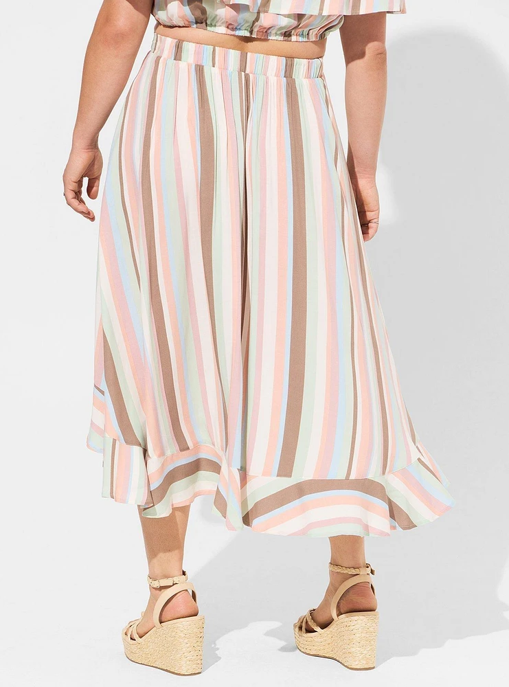 Midi Challis Off Shoulder Hi-Low Skirt Set