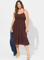 Midi Textured Cotton Tiered Dress