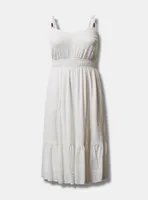 Midi Textured Cotton Tiered Dress