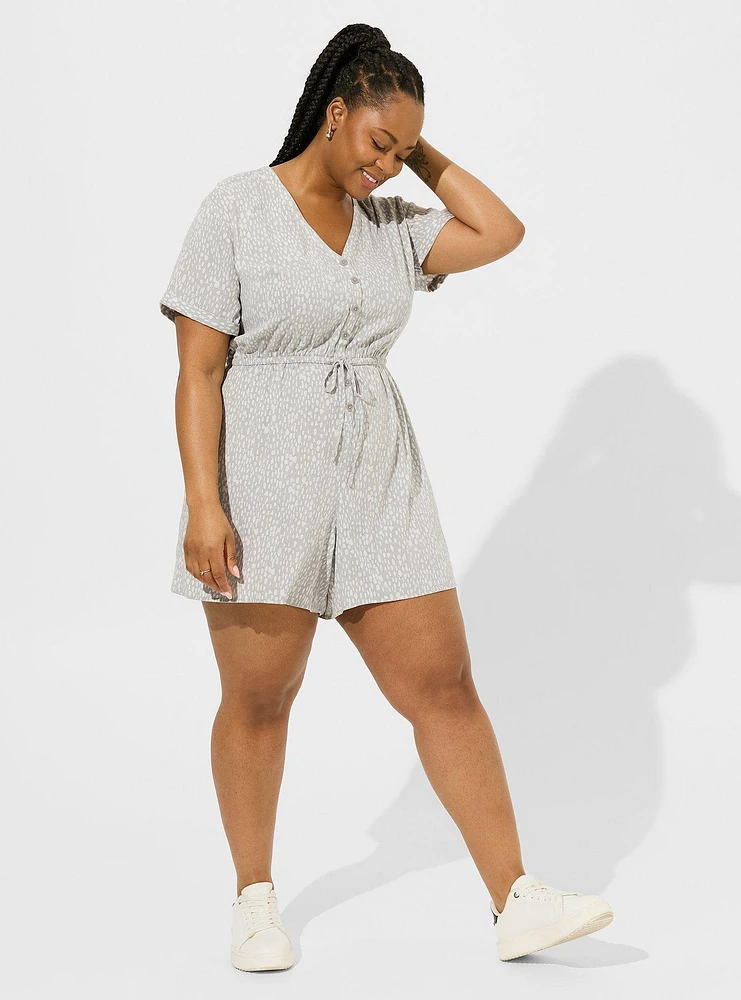 Rayon Slub Button Front Romper