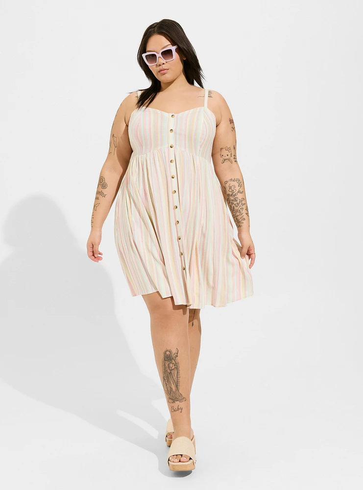 Mini Rayon Slub Fit Lace-Up Back n' Flare Dress