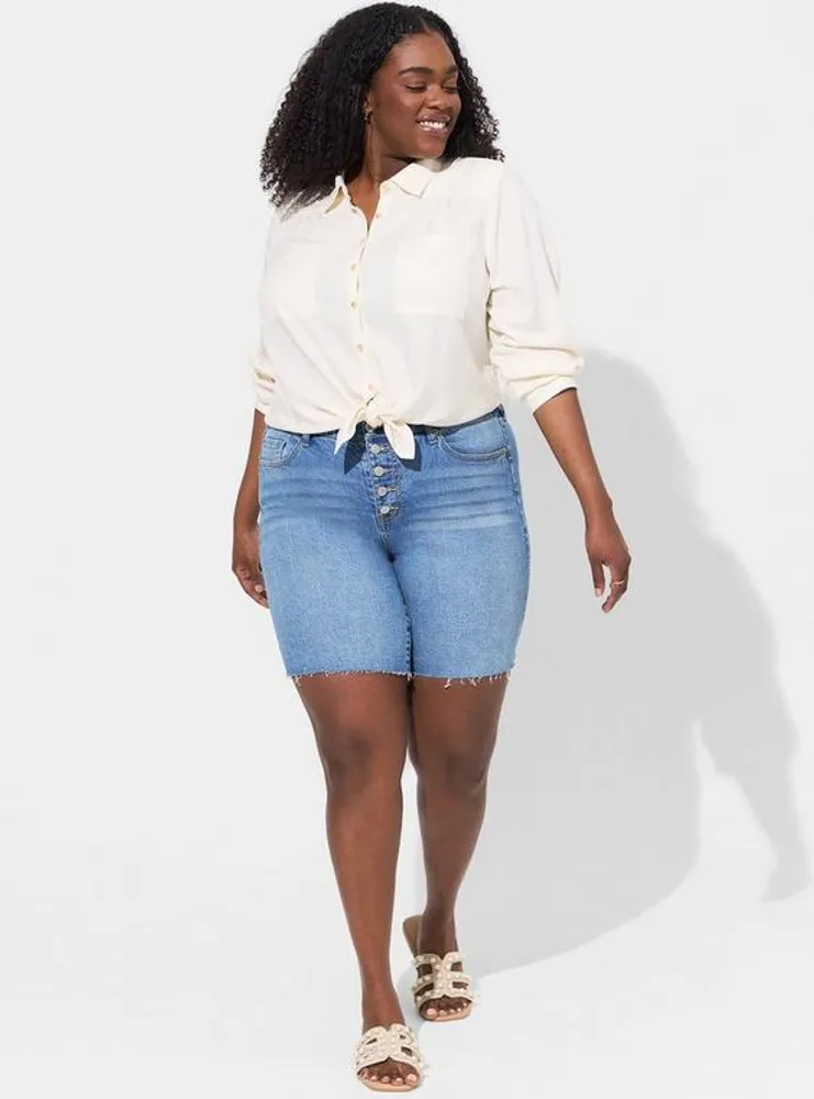 Plus Size - Madison Georgette Button-Up Long Sleeve Shirt - Torrid