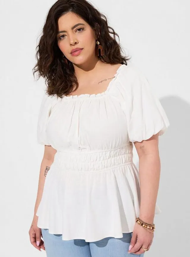 Plus Size - Peplum Smocked Short Sleeve Top - Torrid