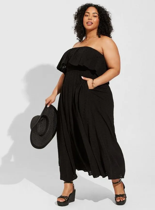 TORRID Maxi Eyelet Strapless Smocked Bodice Dress