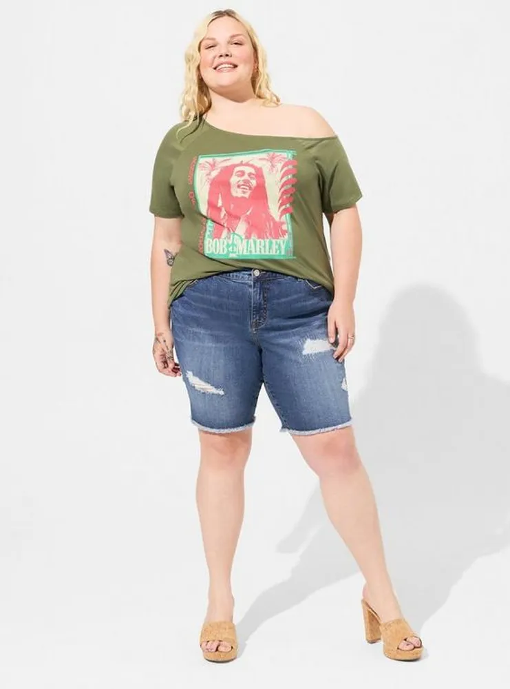 Bob Marley Classic Fit Cotton Off Shoulder Tee