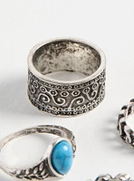 Antiqued Stone Boho Ring Set