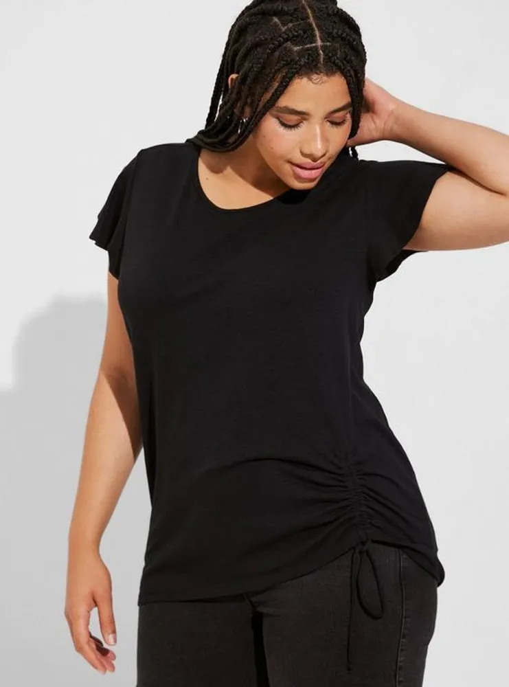 Supersoft Flutter Sleeve Top - Black