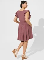Mini Knit Ruffle Skater Dress