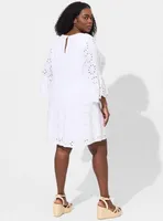 Mini Challis Eyelet Dress