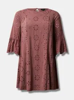 Mini Challis Eyelet Dress