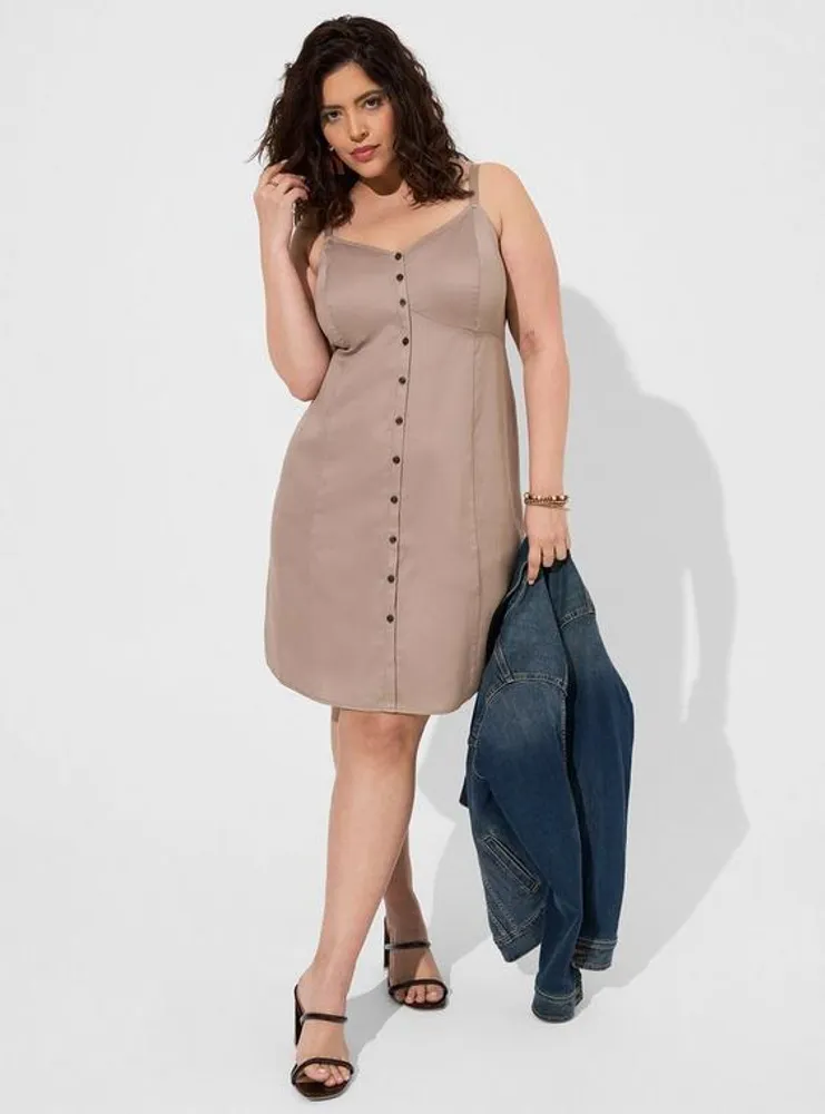 Mini Linen Button Up Fit Waist Dress