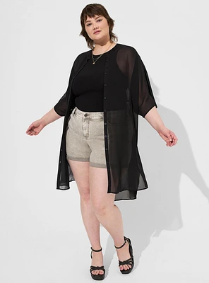 Chiffon Button Front Dolman Kimono