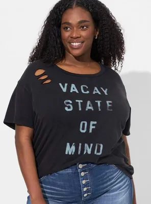 Vacay Relaxed Fit Cotton Crew Neck Open Back Tee
