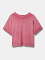 Chill Relaxed Fit Signature Jersey Crew Neck Roll Sleeve Crop Tee