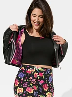 Betsey Johnson Faux Leather Crop Moto Jacket