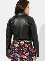 Betsey Johnson Faux Leather Crop Moto Jacket