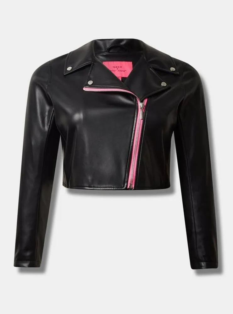Betsey Johnson Faux Leather Crop Moto Jacket