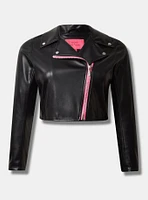 Betsey Johnson Faux Leather Crop Moto Jacket