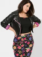 Betsey Johnson Faux Leather Crop Moto Jacket