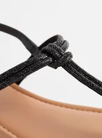 Embellished Knot T-Strap Sandal (WW)