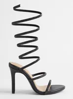 Lace Up Embroidered Heel Sandal (WW)