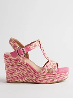 T-Strap Platform Raffia Wedge (WW