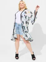 Textured Chiffon Midi Ruffle Kimono