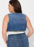 Vintage Stretch Denim V-neck Vest