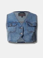 Vintage Stretch Denim V-neck Vest