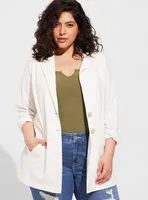 Linen Longline Button Front Blazer