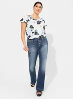 Georgette Dolman Flutter Short Sleeve Top