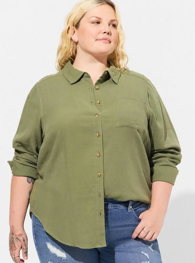 Plus Size - Madison Georgette Button-Up Long Sleeve Shirt - Torrid