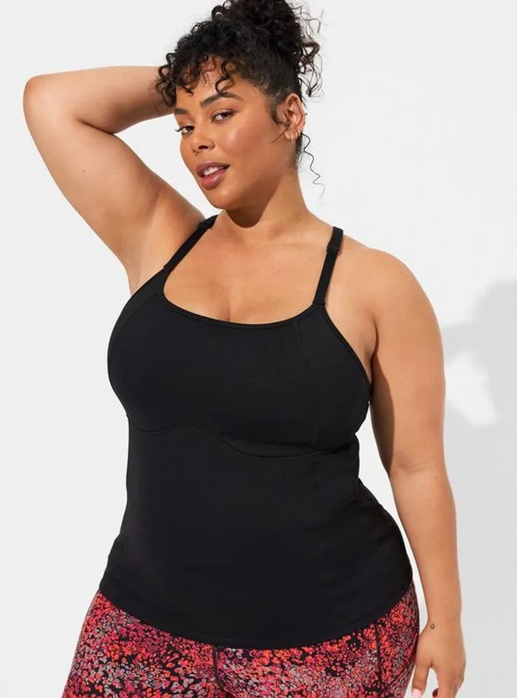 TORRID Performance Core Scoop Neck Strappy Back Active Tank with Mesh  Support