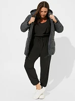 Stretch Woven Active Full Length Jumpsuit With Surplice Back