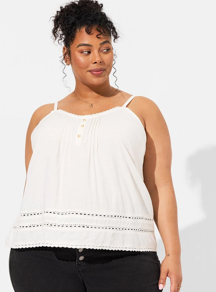 Linen Pintuck Crop Tank Top