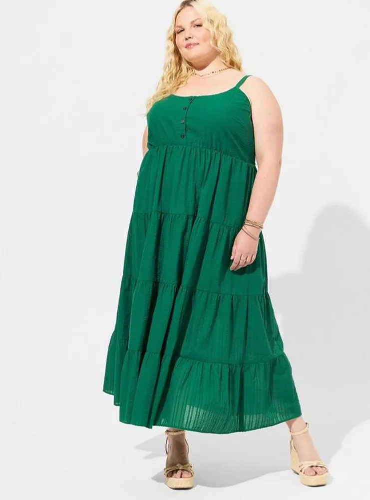 Maxi Seersucker Tiered Dress