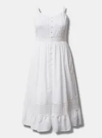 Midi Voile Stripe Lace Sleeveless Dress