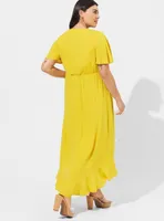 Maxi Rayon Slub Surplice Wrap Dress