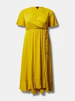 Maxi Rayon Slub Surplice Wrap Dress