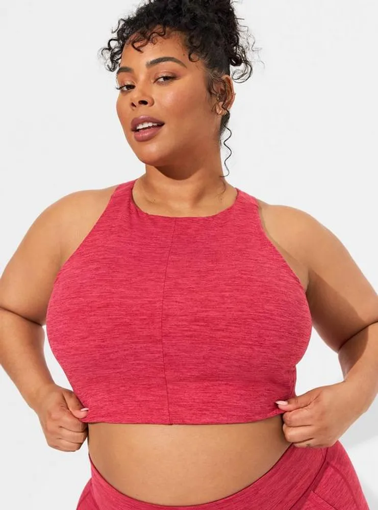 Red Seamless Longline Sports Bra Top, Active