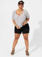 Seersucker Button Front Crop Top