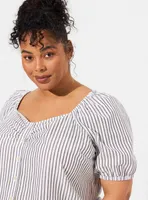 Seersucker Button Front Crop Top