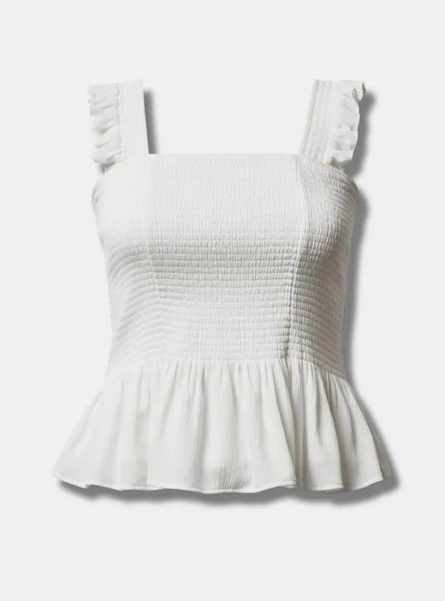 TEXTURED YOKE PEPLUM TANK