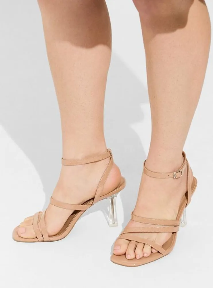 Strappy Lucite Heeled Sandal (WW)