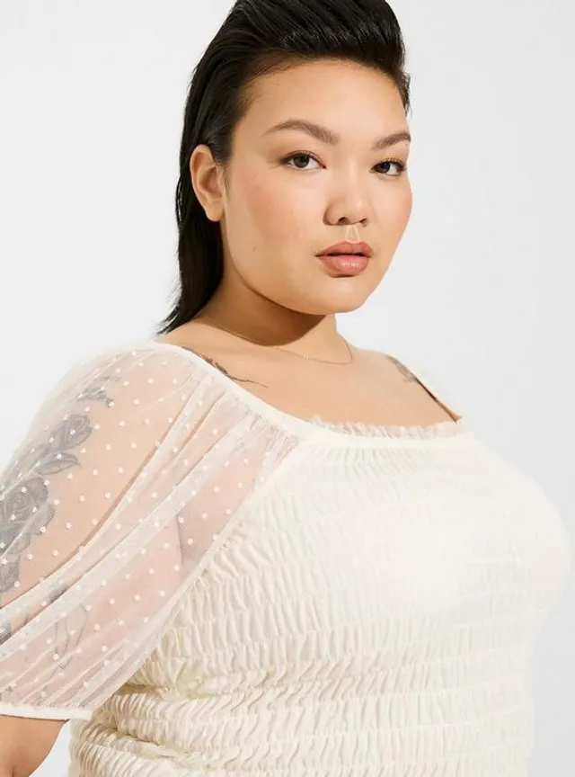 TORRID Lace Smocked Crop Top