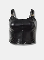 Pleather Buckle Strap Bustier