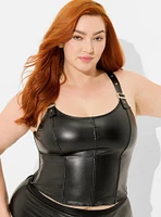 Pleather Buckle Strap Bustier