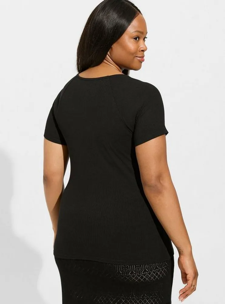Fitted Super Soft Rib Square Neck Top